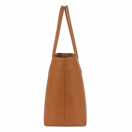 Vabura Tan Faux Leather Tote Bag