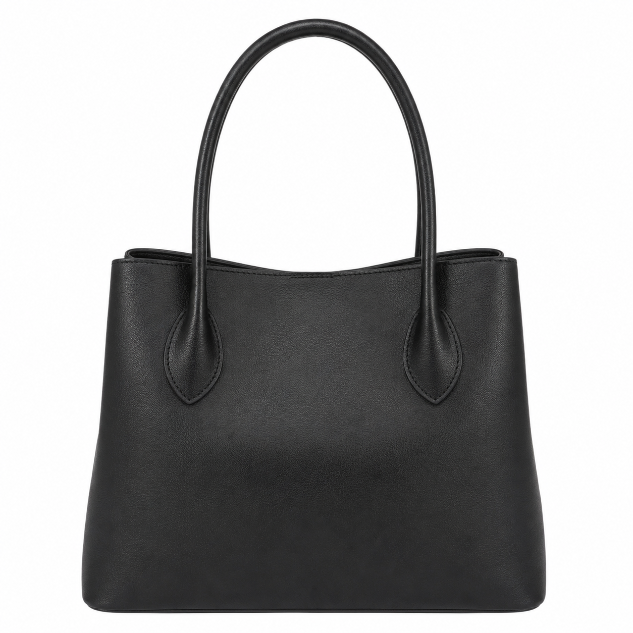 vabura Black Faux Leather Structured Tote Handbag for Women