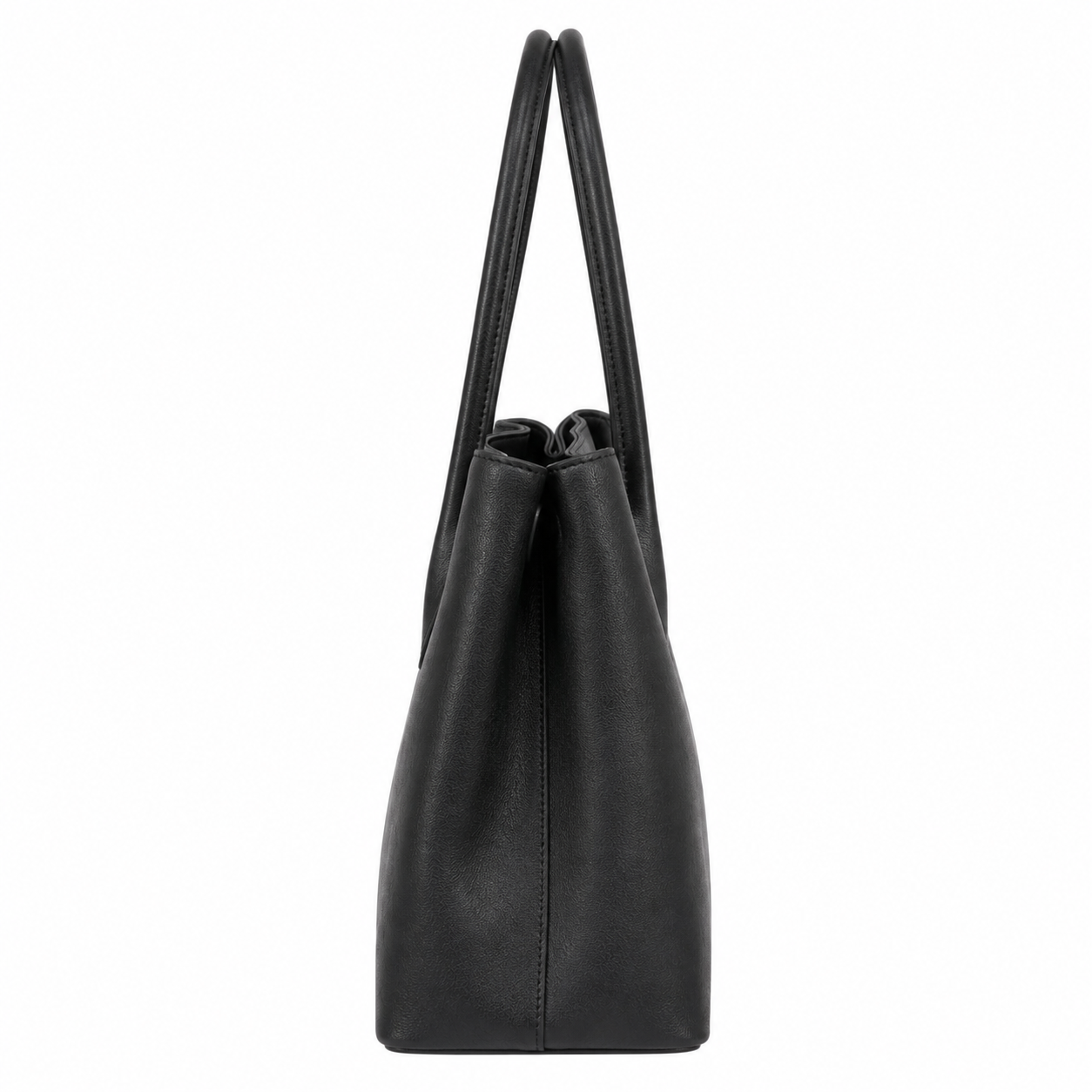 vabura Black Faux Leather Structured Tote Handbag for Women