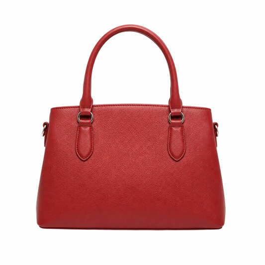 vabura Red Faux Leather Structured Tote Handbag for Women