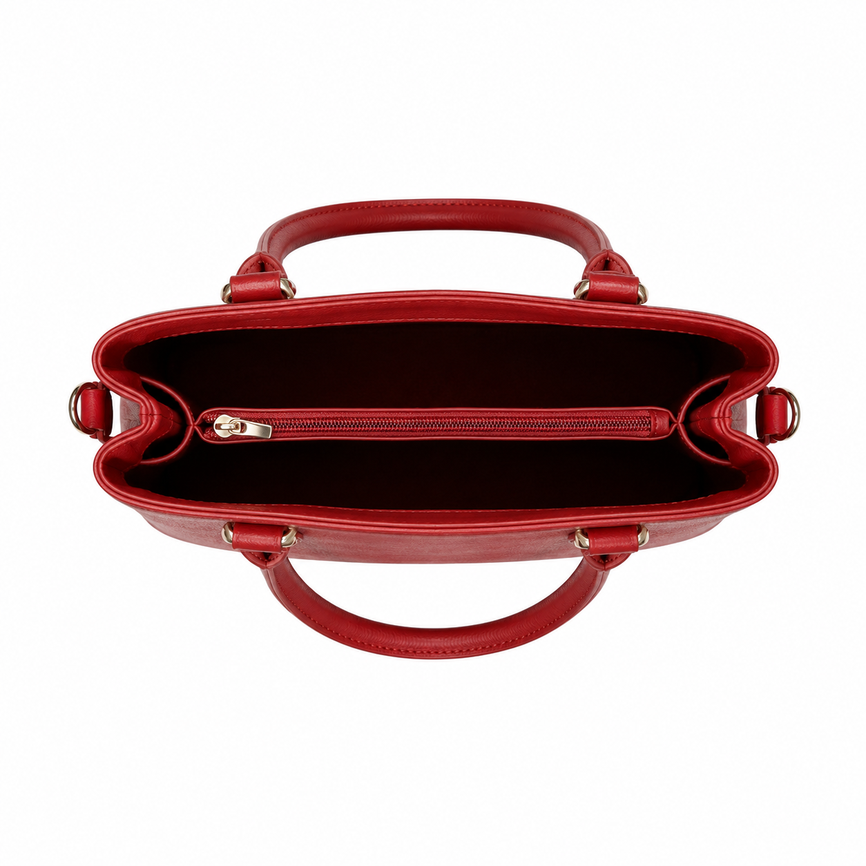 vabura Red Faux Leather Structured Tote Handbag for Women