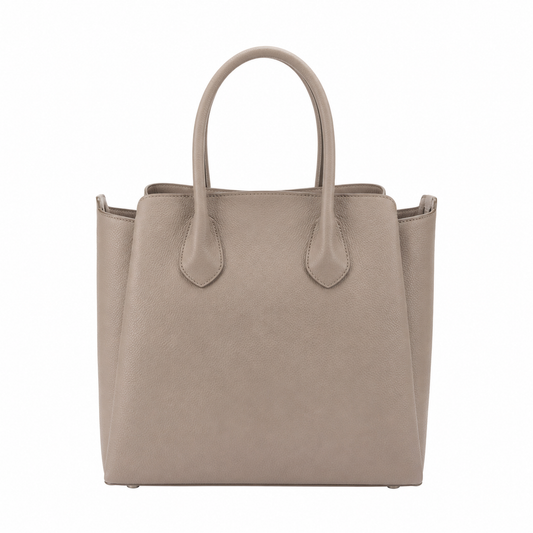 vabura Taupe Faux Leather Structured Tote Handbag for Women